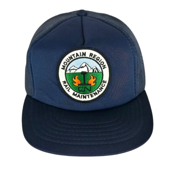 Vintage 80s CN Rail Trucker Hat Classic Cap Mountain Region Rail Maintenance CNR - Picture 10 of 12